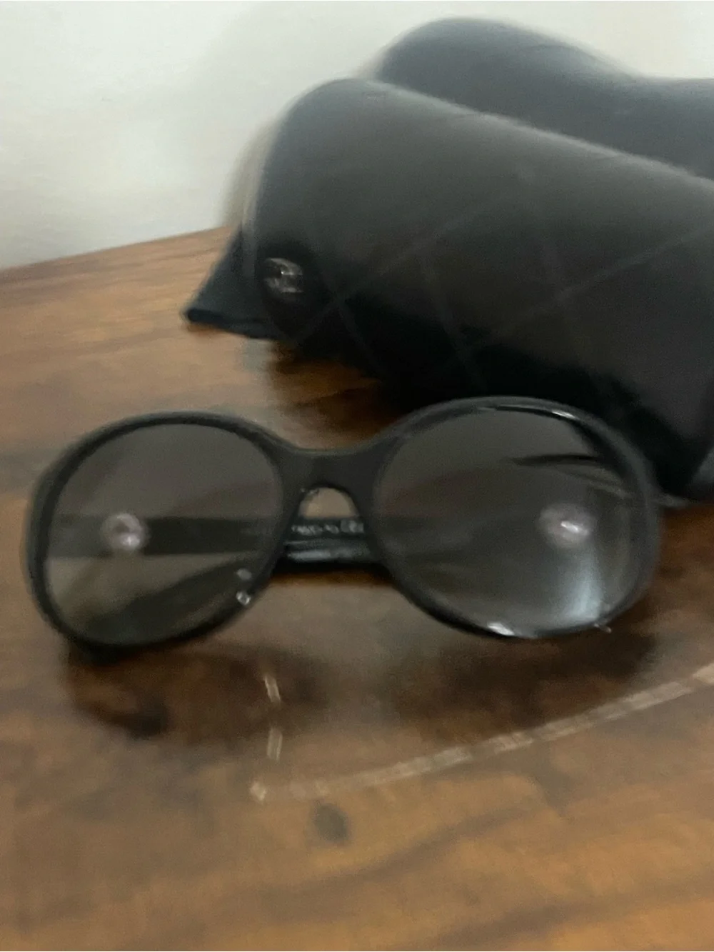 CHANEL Black Oversized Women's Sunglasses with Quilted Logo Case